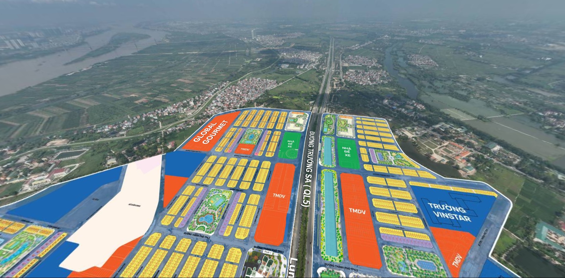 Hướng View Cầu Nhật Tân nhìn từ LUMIERE ESSENCE PEAK tại đại độ thị Vinhomes Cổ Loa