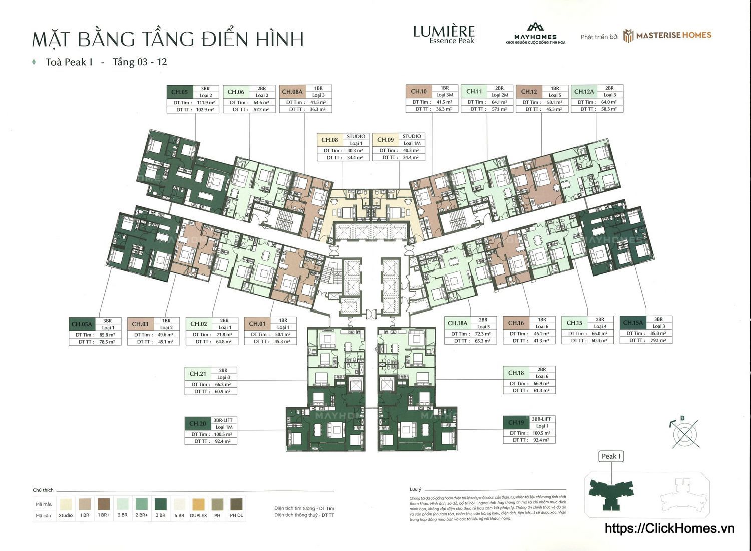 Mặt bằng tầng điển hình dự án LUMIERE ESSENCE PEAK