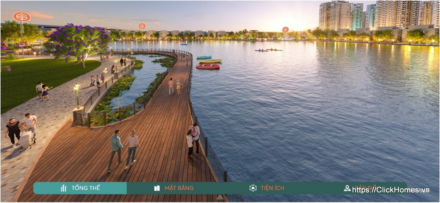 Hồ trung tâm và công viên sinh thái Vinhomes Green City nhìn từ trên cao